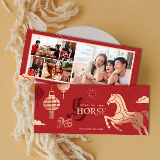 Cartão De Festividades 2026 Photos Gold Horse Chinese New Year Greeting