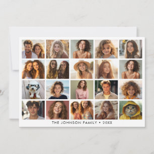 Cartão De Festividades 20 Colagem de Fotos Branco com Texto Preto