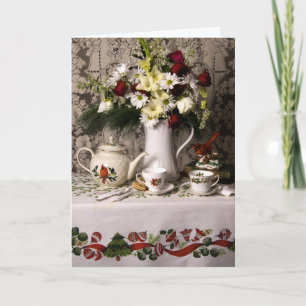 Cartão De Festividades 2209 Teatime Floral Still Life Christmas Card