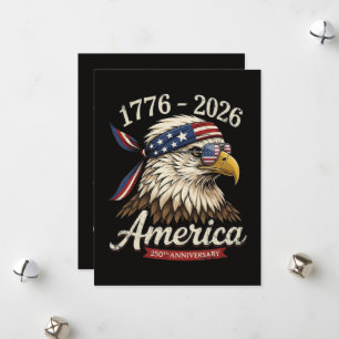 Cartão De Festividades 250 Anos América 1776 2026 Águia Vintage