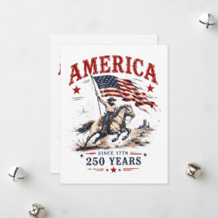 Cartão De Festividades 250 Anos América 1776 2026 Patriótico Cowboy