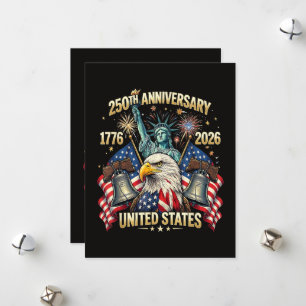 Cartão De Festividades 250 Anos de Aniversário Americano 1776-2026 Bandei
