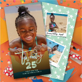 Cartão De Festividades 25 Foto de Ano Novo do Neon Brush Script 2025