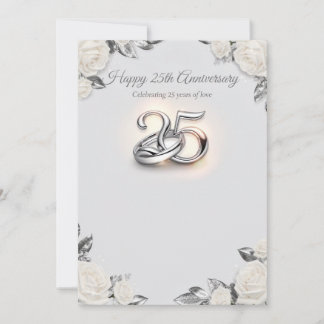 Cartão De Festividades 25th Wedding Anniversary Greeting Card – Silver Ma