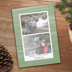 Cartão De Festividades 2 Abstrato de Foto Moderna com Borda Branca Verde