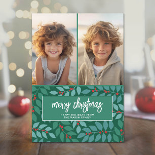 Cartão De Festividades 2 Colagem de Fotos - Feliz Natal Botânico