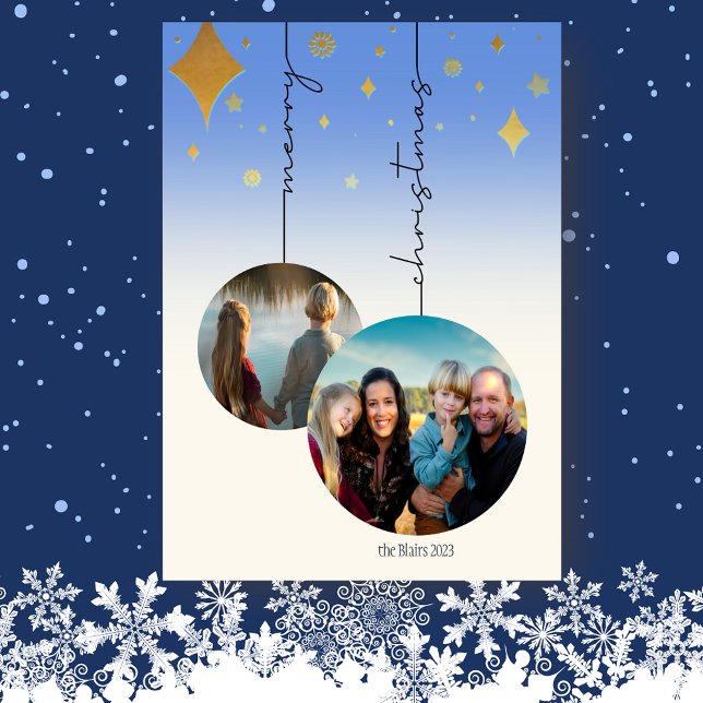 Cartão De Festividades 2 enfeites de Natal em forma de bolha planos (Criador carregado)