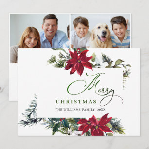 Cartão De Festividades 2 FOTO Elegante Saudação de Natal Poinsettia