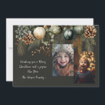 Cartão De Festividades 2 Foto Festiva Elegante Greenerescente<br><div class="desc">Este cartão de Natal de 2 fotos apresenta uma festiva design verde-d-água sobre fundo verde-escuro. Personalize-o facilmente usando o recurso de personalização.</div>