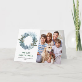 Cartão De Festividades 2 FOTO Holly Berry Wreath Natal Saudação