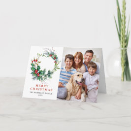 Cartão De Festividades 2 FOTO Holly Berry Wreath Natal Saudação