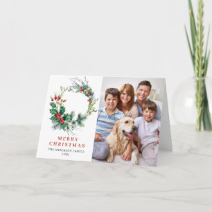 Cartão De Festividades 2 FOTO Holly Berry Wreath Natal Saudação