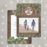 Cartão De Festividades 2 Foto: Joy Ornament Vintage Wood & Garland Lights<br><div class="desc">Comemore as alegrias simples dos feriados e compartilhe duas de suas fotos favoritas com um cartão de Natal elegante e personalizado. O texto nesta modelo é fácil de personalizar com qualquer texto, como Feliz Natal, Felizes Feriados, Saudações de Seasons, Animações ao Ano Novo etc. (DICA DE IMAGEM: Uma maneira de...</div>