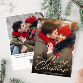 Cartão De Festividades 2 FOTO Ouro moderno Saudação de Natal