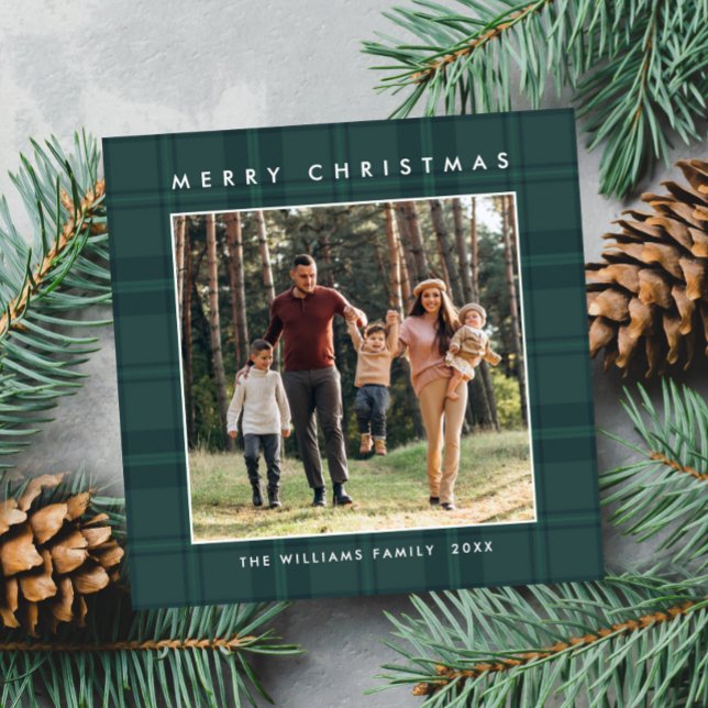 Cartão De Festividades 2 Foto Retro Xadrez de Natal Saudação (Criador carregado)