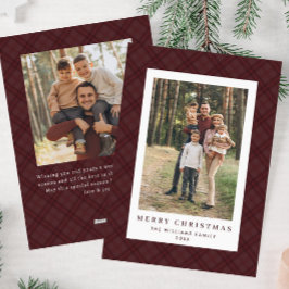 Cartão De Festividades 2 Foto Retro Xadrez de Natal Saudação de Tartan