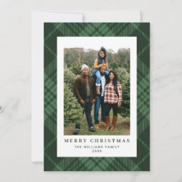 Cartão De Festividades 2 Foto Retro Xadrez de Natal Saudação de Tartan