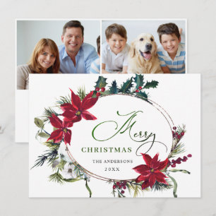 Cartão De Festividades 2 FOTO Saudação de Natal Elegante Poinsettia