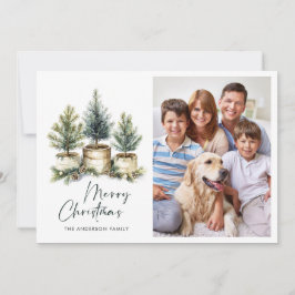 Cartão De Festividades 2 FOTO Saudação Minimalista da Árvore de Natal