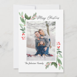 Cartão De Festividades 2 FOTO Watercolor Mistletoe Holly Berry Natal