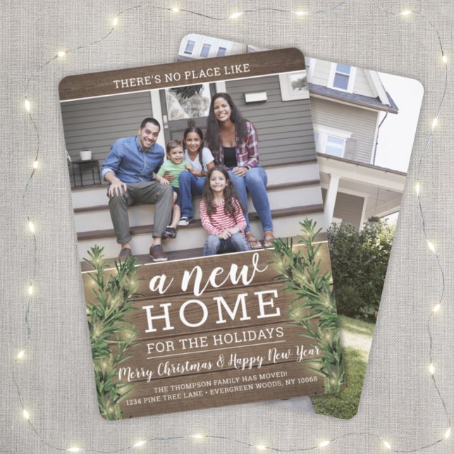 Cartão De Festividades 2 Fotografias Novo Endereço Doméstico Luzes da Cad (Criador carregado)