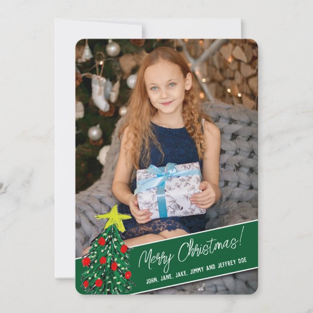 Cartão De Festividades 2 fotos Feliz Natal (Frente)