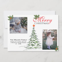 2 Fotos Feliz Natal & Galhos Verdes