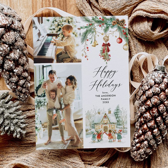 Cartão De Festividades 2 Fotos Felizes Feriados Feriados Frescos Cenas de (Criador carregado)