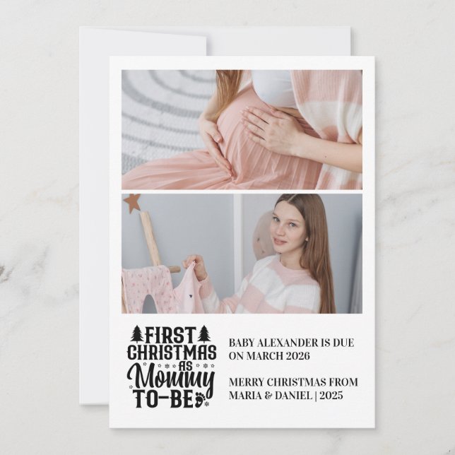 Cartão De Festividades 2 Mamãe fotográfica para estar grávida de Natal (Frente)