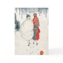 2 Mulheres Art Déco Caminhando na Neve 1923 Feriad