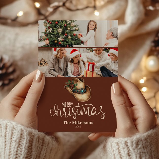 Cartão De Festividades 2 Photo  Western Cowboy Hat Christmas (Criador carregado)