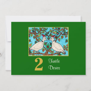 Cartão De Festividades 2 Turtle Doves Cute Birds Love Custom Christmas