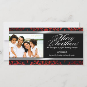 Cartão De Festividades 311-Luxuriosamente Red Licorice Silver Damask