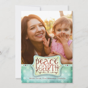 Cartão De Festividades 311 Peace on Earth Holiday Card Blue Green