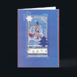 Cartão De Festividades “3 bonecos de neve Divertidos, desenhos<br><div class="desc">Postal de natal - desenhos:  “TRÊS BONECOS DE NEVE DIVERTIDOS”.  Estes desenhos de colagem consistem com espiga de prata ao exemplo peças textilen terminado desenhado peças e elementos diversos tridimensionais,  como: Árvore de natal,  peças de fitas,  de presente e uma silbrig enverniza estrela de madeira.</div>