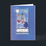 Cartão De Festividades “3 bonecos de neve Divertidos, desenhos<br><div class="desc">Postal de natal - desenhos:  “TRÊS BONECOS DE NEVE DIVERTIDOS”.  Estes desenhos de colagem consistem com espiga de prata ao exemplo peças textilen terminado desenhado peças e elementos diversos tridimensionais,  como: Árvore de natal,  peças de fitas,  de presente e uma silbrig enverniza estrela de madeira.</div>