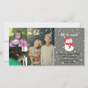 Cartão De Festividades 3 Colagem de Fotografias Nome Personalizado Cute S