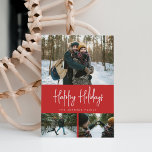 Cartão De Festividades 3 Colagem de Fotos Moderna Minimalista<br><div class="desc">Modelo de 3 fotos totalmente personalizável com espaço para fotos e texto no verso. Apresentando fontes modernas,  layout elegante e padrão de neve no verso.</div>
