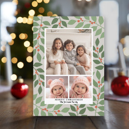 Cartão De Festividades 3 Colagem de Fotos Saudação Moderna da Estação Bot