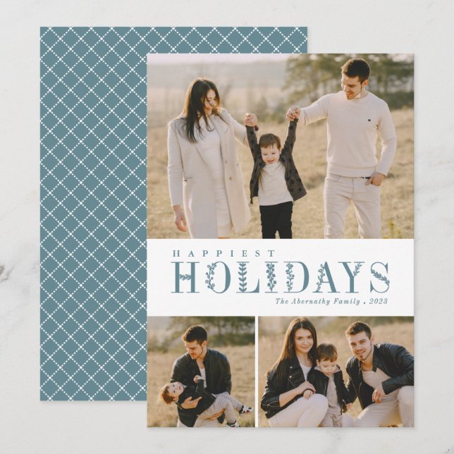 Cartão De Festividades 3 Colagem Fotográfica Greenerage Letras Mais Feliz (Frente/Verso)