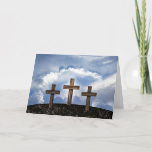 Cartão De Festividades 3 Cruzes Rústicas com Céu