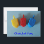 Cartão De Festividades 3 Draydels<br><div class="desc">(vários produtos selecionados)um saco de tota fofo com 3 draydels em fundo azul e as palavras Happy chanukah explicitadas em script.</div>