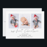 Cartão De Festividades 3 Foto 2026 Calendar Baby 1rua Natal<br><div class="desc">3 Foto 2026 Calendar Baby 1rua Natal. Disponível digitalmente e impresso. Celebrando sua nova chegada junto com suas saudações festivas. Meu Primeiro Natal está em um roteiro de na moda. Substitua facilmente a amostra de três imagens por suas próprias e personalize com seus nomes na frente e com a saudação...</div>