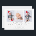 Cartão De Festividades 3 Foto 2026 Calendar Baby 1rua Natal<br><div class="desc">3 Foto 2026 Calendar Baby 1rua Natal. Disponível digitalmente e impresso. Celebrando sua nova chegada junto com suas saudações festivas. Meu Primeiro Natal está em um roteiro de na moda. Substitua facilmente a amostra de três imagens por suas próprias e personalize com seus nomes na frente e com a saudação...</div>