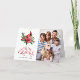 Cartão De Festividades 3 FOTO Aquarela Vermelha Cardinha Saudação de Nata