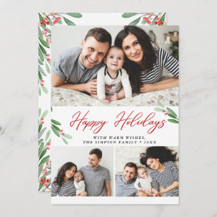 Cartão De Festividades 3 FOTO Colagem Feliz Natal Saudação