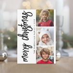 Cartão De Festividades 3 Foto Colagem Mínima Alegria Feliz Natal<br><div class="desc">Adicione três fotos para fazer uma aparência moderna e não tradicional — uma feliz e uma saudação de Natal brilhante com uma saudação de caligrafia rustica. O verso é um padrão de página de coloração de abstrato.</div>