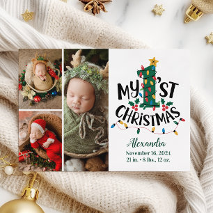 Cartão De Festividades 3 Foto de Natal Luzes de Árvore Primeiro Natal