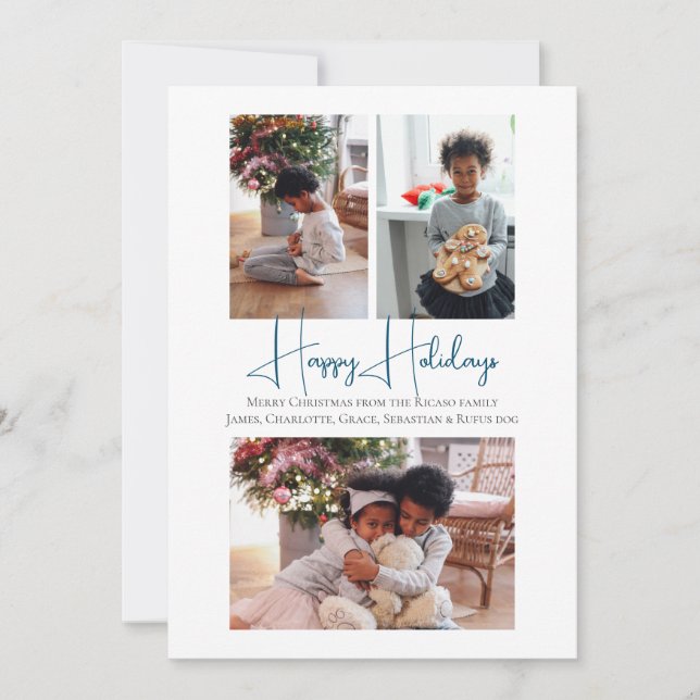 Cartão De Festividades 3 Foto Feliz Férias Festas de Natal Crianças de Pa (Frente)