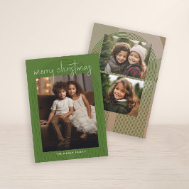 Cartão De Festividades 3 Foto Feliz Linhas de Abstrato de Natal Manuscrit